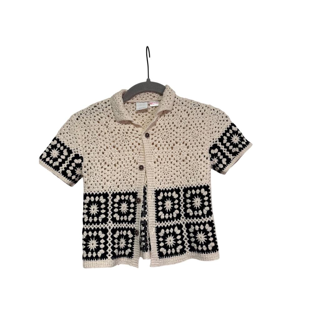 ZARA Girls Crochet Button Down Shirt Size 2/3 Years - Picture 2 of 6